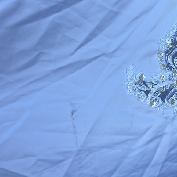 Oleg Cassini NEW NWT white wedding dress off white pearls design lace long train - Picture 15 of 15